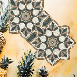 Chemin de Table en perles naturelles, couleur argent or ivoire, décoration de noël, chemin de Table de ferme - Product Image 4