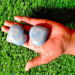 High Quality Best Angelite Agate Puffy Hearts Stones Polished Gemstone for Feng Shui <b>Angelic</b> Connection Premium 'Polished - Product Image 3