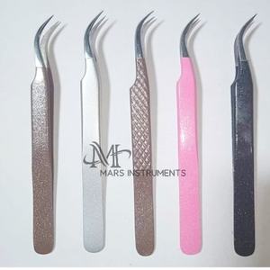 Pinzas de pestañas de acero inoxidable de alta calidad personalizadas, punta de fibra profesional sostenible, aplicación de Punta puntiaguda de etiqueta privada - Product Image 3