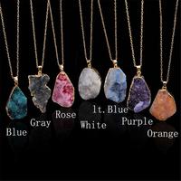 Collar con colgante galvanizado de forma libre Druzy de color arcoíris natural, fabricante de joyería de piedra al por mayor a precio de fábrica