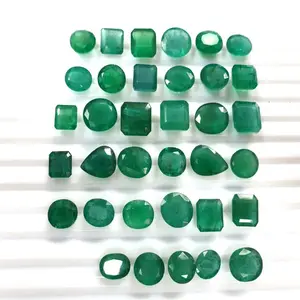 Venta al por mayor de piedras preciosas sueltas de corte facetado genuino 100% naturales de esmeralda de 2 quilates de 3mm y 8mm de altura de proveedores de India