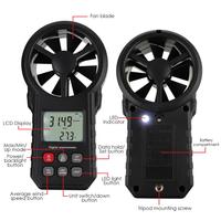 Anemómetro Digital con Indicador de Velocidad del Viento, Medidor de Velocidad del Aire y Temperatura del Aire con Retroiluminación
