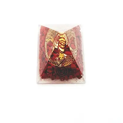 wholesale agate Natural gemstone Red Jasper Orgone Flower of Life Pyramid Wholesale Orgone Spiritual Reiki Pyramid for sale