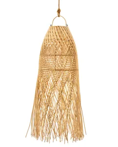 Rattan pendant with tassels long Rattan Lamp Shade wicker ceiling light decor manufacturer