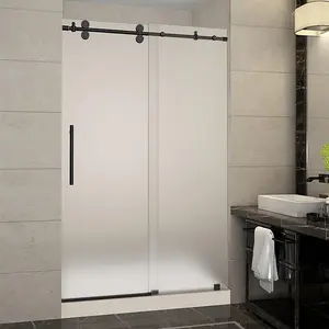 Templado esmerilado Puerta de ducha de vidrio 8mm 10mm 12mm grabado al ácido chorro de arena sin marco DE PRIVACIDAD DE templado de vidrio de partición de baño