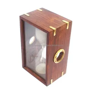 Wooden Box Sand Timer - Vintage Look Sand Timer in Wood Box - 5 Minutes Sand Clock by Nautical Art Home - NAH11019