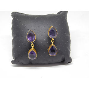 traditional new latest fashion jewelry designer handmade <b>hoop</b> goldplated brass stone stud earing <b>for</b> girls and women - Product Image 6