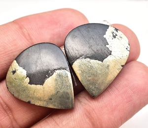 Pendientes de pirita Apache Gold con cabujón de grado superior, gemas naturales S.F. GEMS certificadas por EGL de alta calidad para dentaduras postizas (Grillz) - Product Image 1