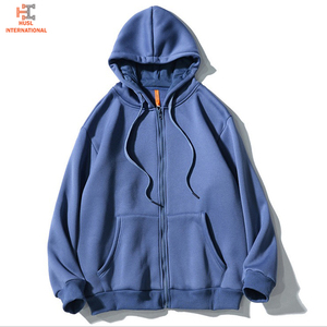 Sudadera con Capucha para Hombre, 100% Algodón de Alta Calidad, Gruesa, con Cierre, Estampado Sólido, Estilo Urbano, Térmica, Transpirable, para Invierno - Product Image 4