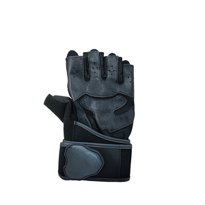 Gants de musculation demi-doigts en cuir respirant avec sangle de poignet réglable pour la gym, le fitness et l'entraînement, unisexe - Product Image 1