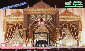 Elegante y Moderno Mandap Portátil de Tres Pilares para Bodas Hindúes, Juego de Mandap Cuadrado de Fibra de Vidrio, Mandap de Tres Postes para Bodas Indias - Product Image 4