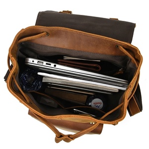 Mochila De Cuero Crazy Horse para hombre, bolso de viaje de cuero de vaca 100%, a la moda, MBF-0347 - Product Image 6