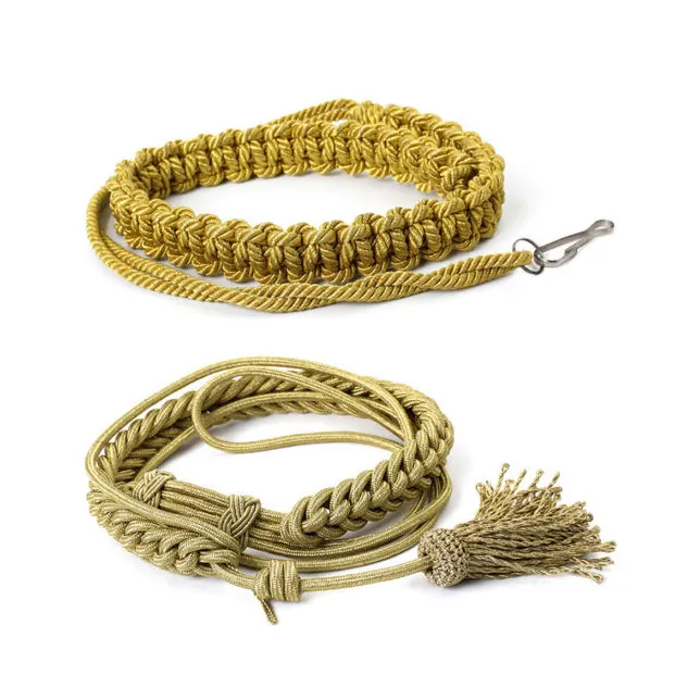 Cordón de silbato dorado mylar, doble cordón militar