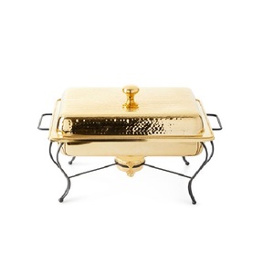 Antique Polished Hammered Metal Chafing Dish Elegant Warming & Holding Equipment - Product Image 1