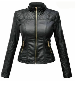 แจ็คเก็ตหนัง Fox,เสื้อไบเกอร์มีซิปปิดใช้ได้ทุกเพศสีดำ100% - Product Image 1
