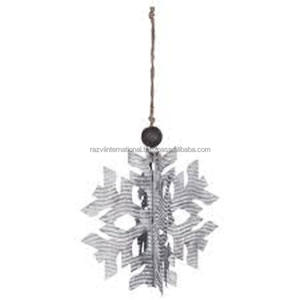 Shiny Gold Plating Metal Zinc Alloy <b>Christmas</b> Tree Decor Jeweled Snowflake Hanging Ornament - Product Image 6