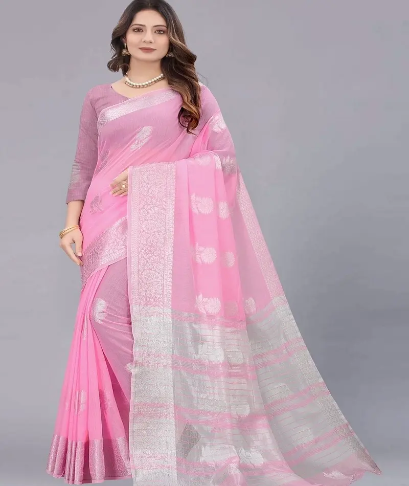 New Soft Liner Silk Sari for Occasions Wedding Function Casual Party Wear Embellish Zari Border Work Sari with Brocade Blouse