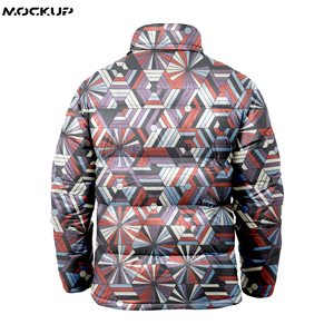 Chaqueta acolchada de invierno OEM con cremallera ligera personalizada para hombre, nuevo diseño con cuello levantado sublimado e impreso - Product Image 2