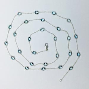 Everyday Wear 925 Sterling Silver Blue Topaz <b>Long</b> <b>Chain</b> Necklace - Product Image 5