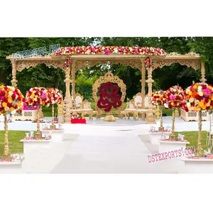 भव्य आउटडोर शादी लकड़ी के मंडप पेरिस ग्लैमरस शादी लकड़ी के मंडप सजावट भारतीय शादी लकड़ी के नक्काशीदार मंडप