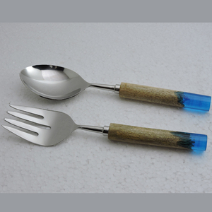 Juego de servidores de ensaladas de resina, madera y acero inoxidable, precio barato para tienda y mercado internacional, venta al por mayor - Product Image 4