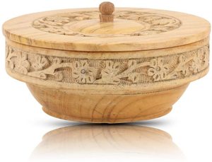 Couvercle de bol de service à collation en bois décoratif et écologique de taille personnalisée fait à la main de style traditionnel côtier pour les chips de fruits secs - Product Image 3