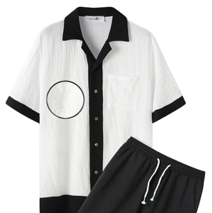 Conjunto de ropa de salón de algodón de punto liso con cuello redondo unisex para hombre, ropa de dormir de verano de Bangladesh - Product Image 1