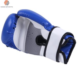 Blue Faux Leather Boxing Training <b>Gloves</b> With Velcro Closure Breathable Design For Adults - Product Image 5