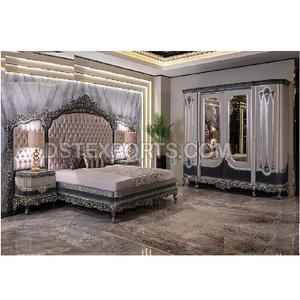 Juego de Muebles de Dormitorio Modernos de Madera de Teca con Acabado Plateado Metálico, Tamaño Personalizado y Embalaje Seguro - Product Image 1