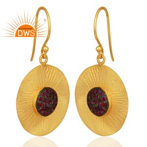 Boucles d'oreilles en pierres précieuses rubis naturelles, fabrication de bijoux, 925, plaqué or, argent, vente en gros - Product Image 2