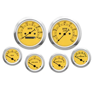 85mm 52mm Classic Series Yellow face Black needle Gauge Kit 6 Meter Contain Mechanical Speedometer Tachometer Water Temp Volt