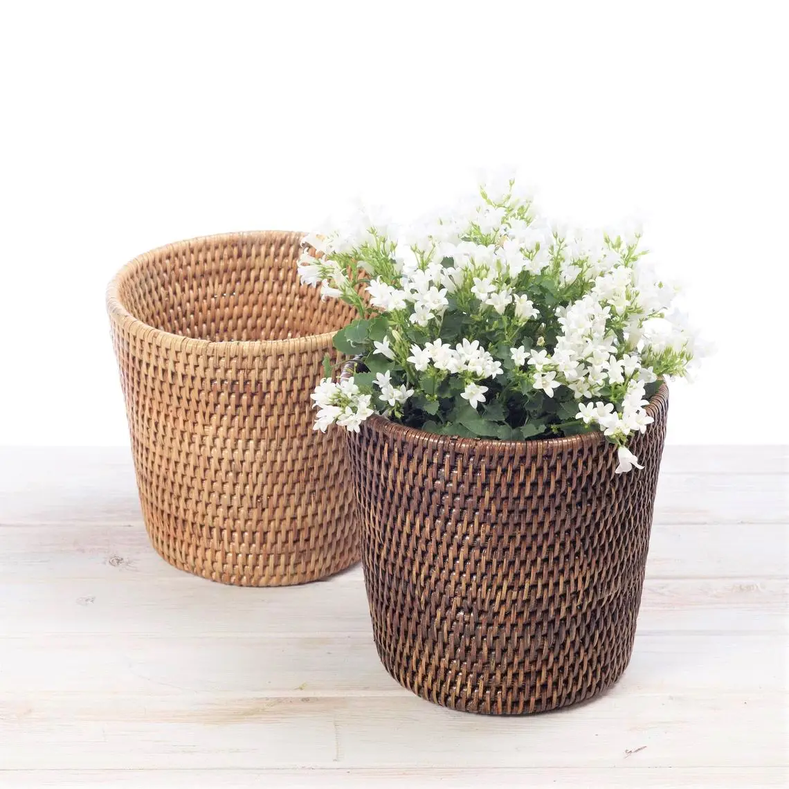 Macetas de mimbre tejidas a mano para plantas, accesorio de decoración para el hogar, respetuoso con el medio ambiente, precio barato, venta al por mayor desde Vietnam