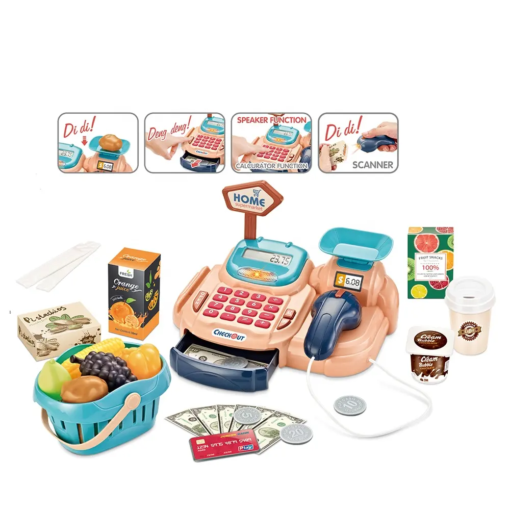 DIYスーパーマーケット教育玩具スーパーマーケットのミニプラスチックシミュレーションレジおもちゃふり遊びおもちゃセット