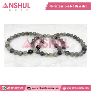 Latest Design Trendy Style Meditation Healing Cloudy Quartz Beaded Round <b>Gemstone</b> <b>Bracelet</b> at Best Price - Product Image 3