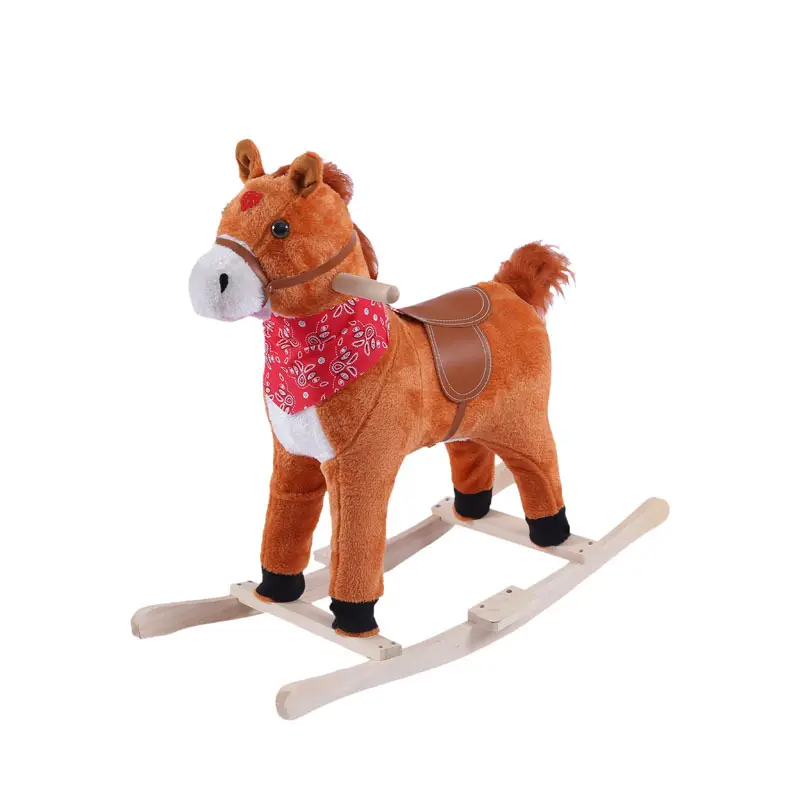 Brinquedo de pelúcia, cavalo de brinquedo com base de madeira para crianças, 2021
