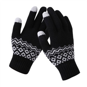 MESS SPORTS Winter Checked Cotton Outdoor Knitted <b>Warm</b> Wholesale Cycling for Screen <b>Gloves</b> - Product Image 1