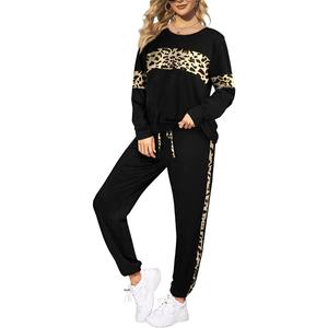 MS 2 Piece Sweatsuits Outfits for Women <b>Crewneck</b> Color Block Striped Pants Sets with Pockets - Product Image 1