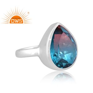 Diseñador hecho a mano de plata esterlina fina Natural Bio Alexanderite Doublet Cuarzo Piedra preciosa Anillo apilable Fabricante de joyas - Product Image 3