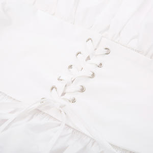 SLS02082 SD Donne Off Spalla Top A Manica Corta Smock Posteriore Lace-up Increspato Rinascimentale Camicie - Product Image 6