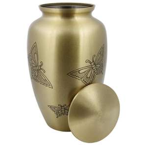 Urne funéraire papillon en laiton doré pour adulte en métal commémoratif de style américain/européen pour le stockage des cendres funéraires fabriquée aux États-Unis - Product Image 1