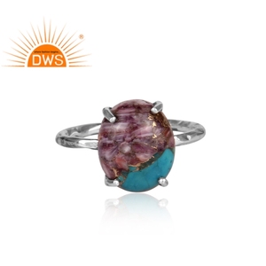 Latest 2026 Sterling Silver Natural Mojave Copper Purple Oyster <b>Turquoise</b> Gemstone Stackable <b>Ring</b> For Women Jewelry Manufacturer - Product Image 2