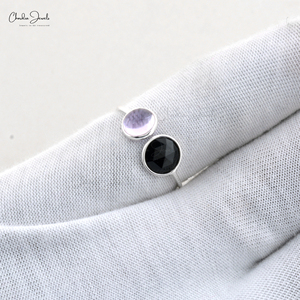 Tốt Nhất Bán 925 Sterling Silver Bạc Của Phụ Nữ Có Thể Điều Chỉnh Vòng Cổ Điển Hai Đá Quý Màu Đen Onyx Thạch Anh Tím Bán Buôn Đồ Trang Sức Thời Trang - Product Image 2