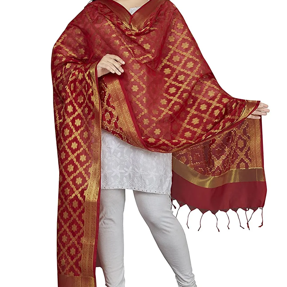Dupatta en coton et soie pour femmes, foulard classique, ethnique et personnelle, cache-cou classique