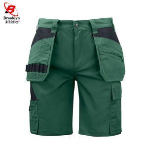 Pantalones cortos de algodón sólido a cuadros para hombre, tejidos con cierre de cintura elástica, uso diario informal - Product Image 4