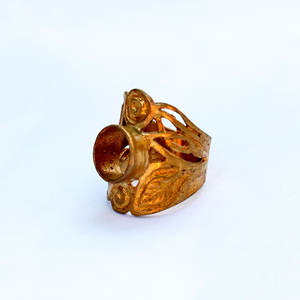 Anillo de Cóctel Clásico de Latón Chapado en Oro de 14k de Alta Calidad, Engaste de Bisel, Joyería Hecha a Mano, Venta al por Mayor - Product Image 2