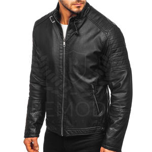 Vestes en cuir pour hommes, coupe slim, hiver, col montant, en cuir de vache, design personnalisé, service OEM, usage décontracté en plein air, vente chaude - Product Image 1