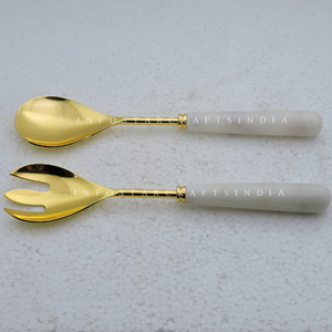 Poignée en pierre de marbre avec acier inoxydable outils à main à salade de haute qualité vaisselle de cuisine serveur à salade accessoires de cuisine - Product Image 4