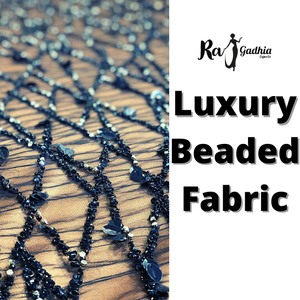 Tissu en dentelle d'organza fait main exquis, conçu avec des broderies de perles lourdes pour les vêtements de mode - Product Image 4