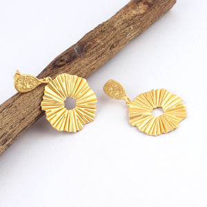 Pendientes de Diseño Único, Sin Deslustre, Acabado Martillado, Chapado en Oro Mate, para Mujer, Pendientes Colgantes, Joyería de Moda - Product Image 5