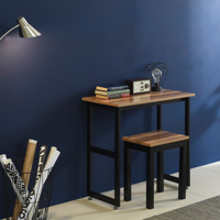 Bureau de travail convertible moderne en bois et métal avec cadre carré noir, bureau d'étude pour ordinateur portable, table multi-usage